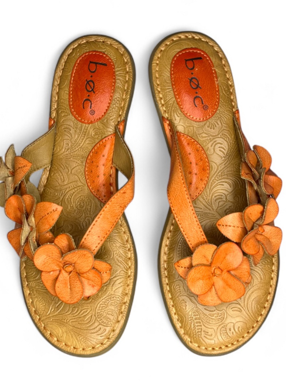 Women’s b.o.c. (Born Concept) Orange Floral Thong Summer Sandals - Size 9